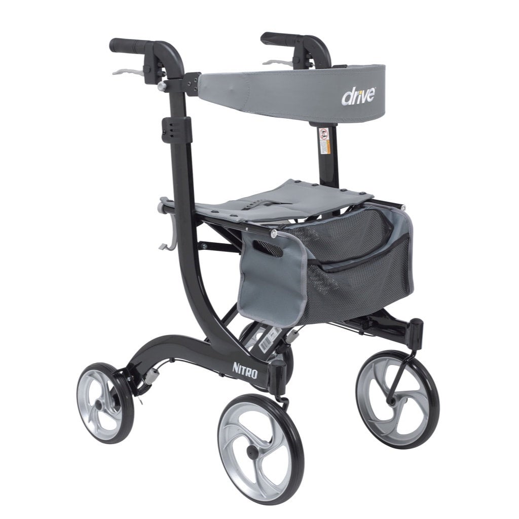 Drive Nitro Aluminum Rollator Walker, Hemi Height with 10" Casters