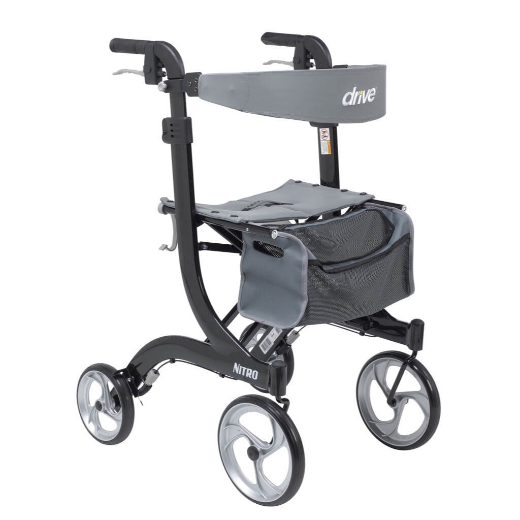 Drive Nitro Aluminum Rollator Walker, Hemi Height with 10" Casters