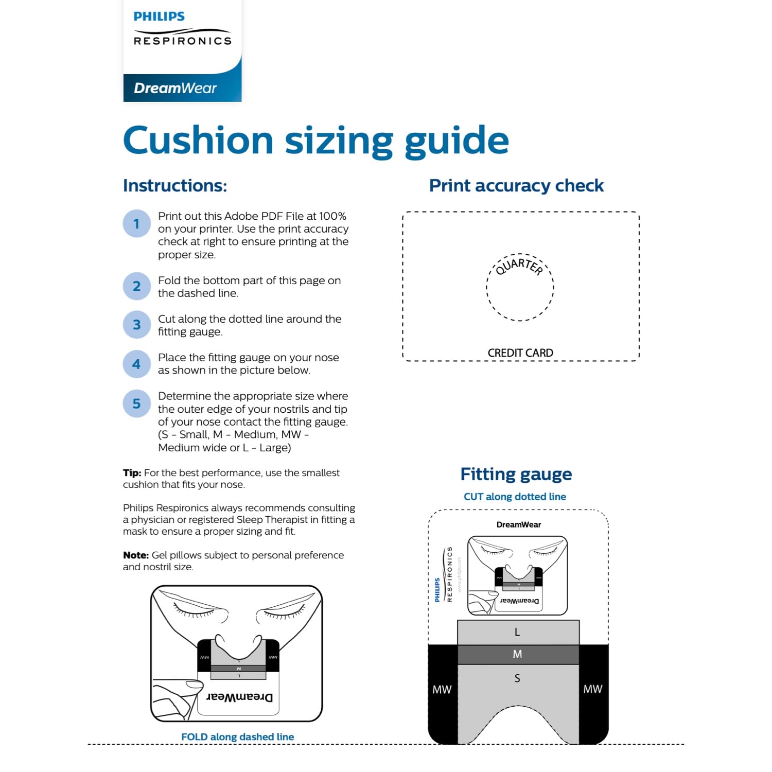 PHILIPS Respironics DreamWear Sizing gauge | ACTIN - Advanced health